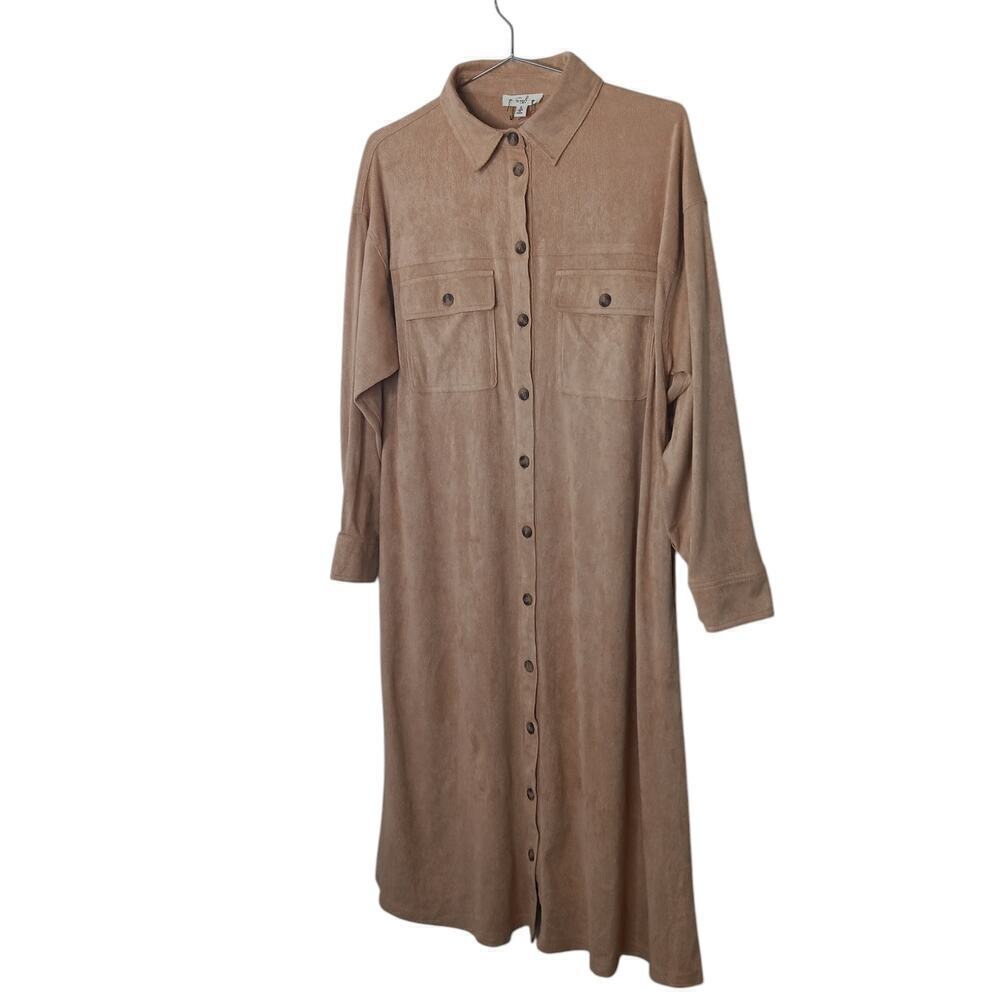New with Tags Oversized Easel Corduroy Button Down Shirt Dress SZ S - Picture 5 of 15
